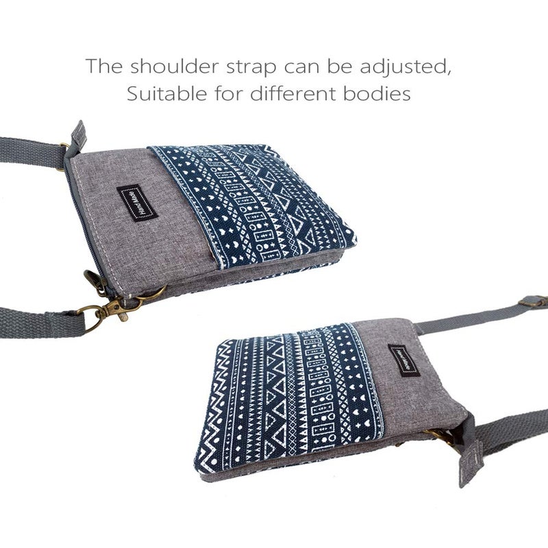 MEISEE Roomy Cell Phone Purse Wallet Canvas Small Crossbody Purse Bags with Shoulder Strap For Women teen girlsl (B-blue and gray-2) - Image 4